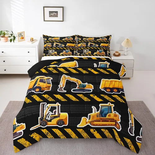 Miniatura 10 de Erosebridal Juego de edredón de coches tamaño individual para niños y niños, juegos de edredón de helicóptero de avión, ropa de cama de globo