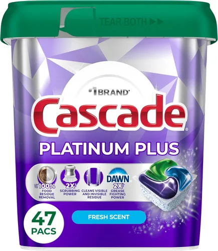 Miniatura 11 de Cascade Platinum Plus - Cápsulas para lavavajillas, detergente para lavavajillas, jabón detergente para platos, fresco, 19