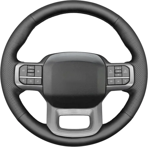 Miniatura 15 de MEWANT Funda de volante de automóvil brillante de fibra de carbono y gamuza cosida a mano para Ford F-150 2021-2023 / F-150 Lightning 2022-2023