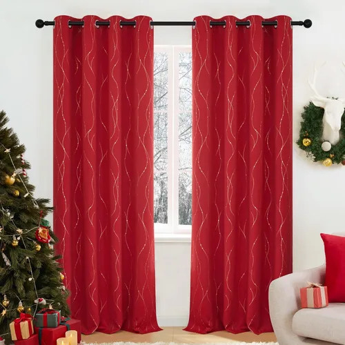 Miniatura 27 de Deconovo Cortinas opacas, 2 paneles, 52 x 72 pulgadas, cortinas con aislamiento térmico para oscurecer la habitación, con ojales para dormitorio
