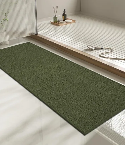 Miniatura 88 de Chakme Juego de 2 alfombras de baño ultrafinas, absorbentes, antideslizantes, lavables a máquina, color negro, 17 x 24 pulgadas / 17 x 30 pulgadas