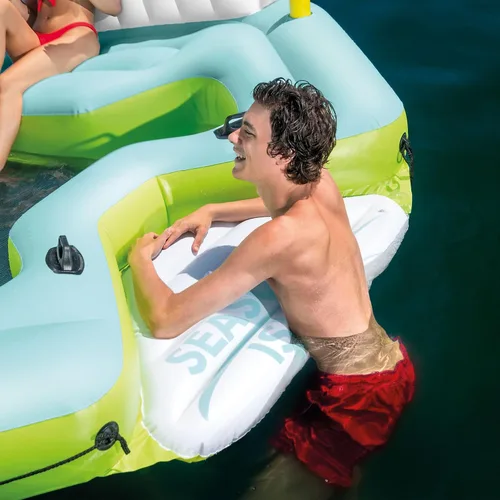 Miniatura 8 de Intex Seascape - Flotador inflable de isla con área más fresca integrada, soporte para tazas y respaldos de gran tamaño para adultos