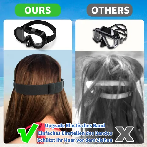 Miniatura 5 de Máscara de buceo, gafas de esnórquel antivaho profesionales, máscara de natación antifugas con correa ajustable suave y bolsa de malla, tapón