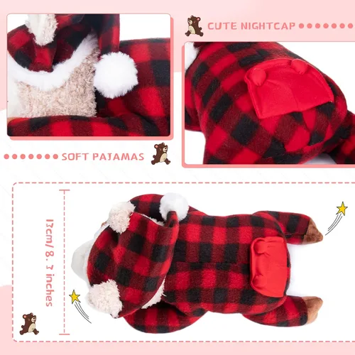 Miniatura 5 de My OLi Animal de peluche de alpaca de 15 pulgadas, con pijama y gorro de noche, almohada suave para abrazar, regalo de cumpleaños para bebés, niños
