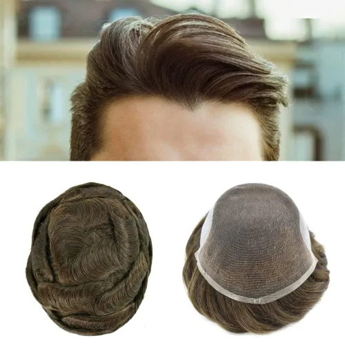 Miniatura 15 de Tupé para hombre, cabello humano real, suave encaje suizo frontal, tupé para hombres, sistema de cabello, extensiones capilar para hombre