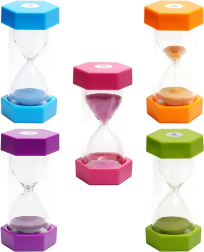 Sandtimer 5 piezas de reloj de arena colorido, temporizadores de arena, reloj de arena acrílico, temporizador de cocina, reloj de arena de común