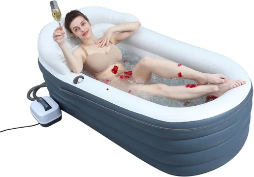 Alfombrilla inflable de masaje de burbujas para bañera, bañera de spa portátil para adultos, agitador todo en uno y bomba de aire, ajustes de