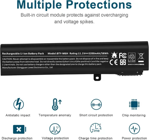 Miniatura 6 de BTY-M6H MS-16J2 - Batería para portátil MSI GE72 2QC 2QD GL62 GL62M GL72 GL62-6QD-030FR GL62-6QC GE62 GE62VR GE63 GE63VR GP62 GP62 GP63 GP72 P62MVR