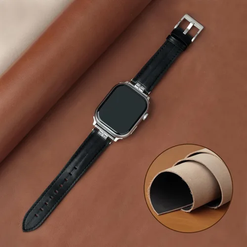 Miniatura 3 de Correa de cuero compatible con correas de Apple Watch para hombres de 38/40/41/42/44/45/46/1.929 in, correa de cuero genuino para iWatch Series 10