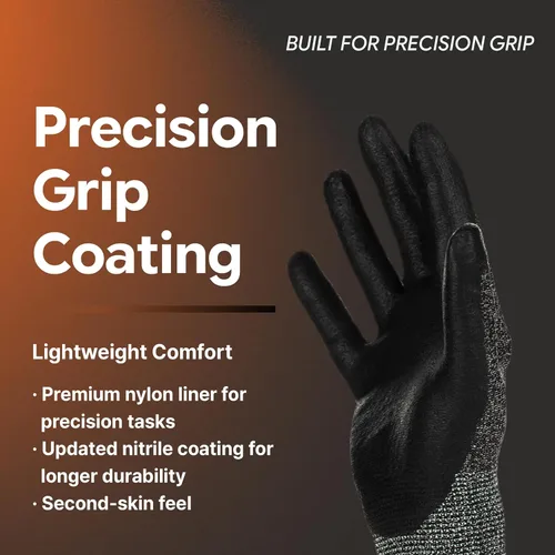 Miniatura 2 de DEX FIT Guantes de trabajo de nitrilo FN320, ajuste cómodo 3D, agarre de potencia, ligero, compatible con pantalla táctil para hombres y mujeres