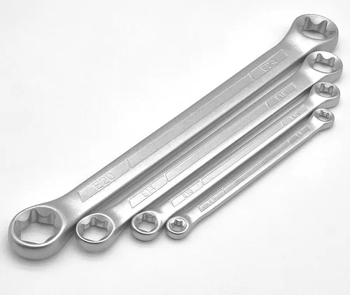 Miniatura 6 de Juego de llaves de caja E-Torx de 4 piezas, llaves de anillo de estrella hembra de doble extremo, acero CR-V resistente, E6-E24, kit de herramientas