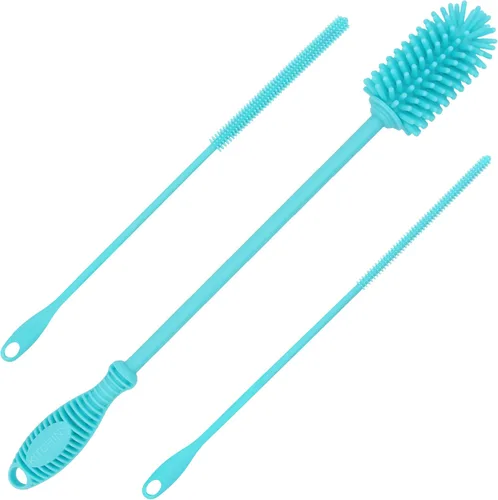 Kitchiny Juego de cepillo de botella de silicona de 12.5 pulgadas y cepillo limpiador de pajitas | Limpiador de botellas de agua para Hydro Flasks,