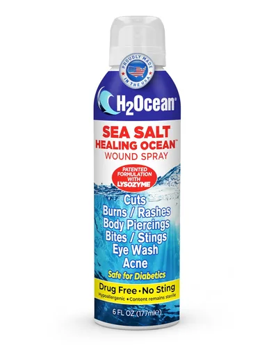 Spray curativo de sal marina para heridas – Piercing natural y lavado de heridas para cortes, quemaduras, acné e irritaciones de la piel – Spray