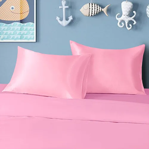 Miniatura 3 de BEDSUM Paquete de 2 fundas de almohada de satén de seda para niños pequeños, fundas de almohada sedosas de lujo con cierre de sobre para bebés, Rosa