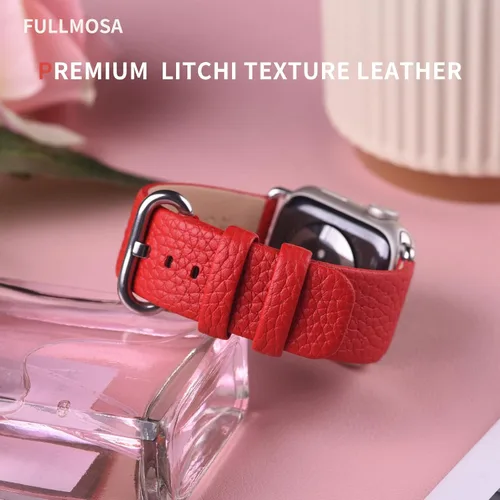 Miniatura 3 de Fullmosa Correa compatible con Apple Watch de cuero rojo de 1.65, 1.61, 1.58, 1.5 pulgadas, correa para iWatch para Series ultra3/2/1 SE3/2/1