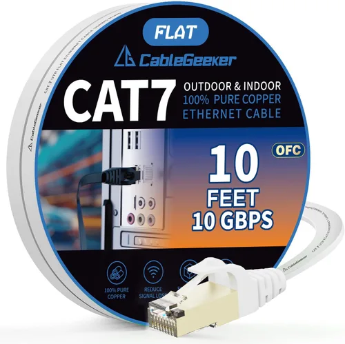 Miniatura 21 de Cable blindado Cat 7 para conexión de Ethernet (cable de la más alta velocidad), plano, tiene un conector RJ45 a prueba de enganche, para módem