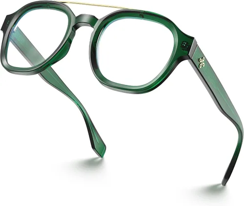 VISOONE Gafas retro redondas antifatiga ocular de metal medianas, gafas de bloqueo de luz azul para juegos de computadora, mujeres y hombres, Sanford
