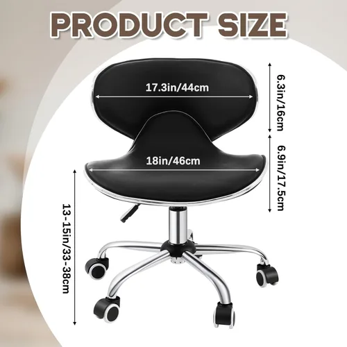 Miniatura 2 de Geelin Silla de pedicura para tecnología de uñas, taburete ergonómico con soporte de espalda, taburete hidráulico ajustable para spa con ruedas