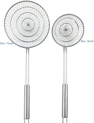 Miniatura 5 de Colador de araña asiática de acero inoxidable, desnatador profesional de alambre de cocina con herramientas de cesta de malla en espiral