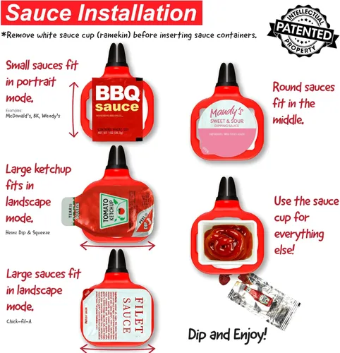 Miniatura 4 de Recipiente para salsa con clip Saucemoto Un soporte para salsas en el auto para salsa de tomate y salsas para sumergir. Como lo viste en Shark Gris