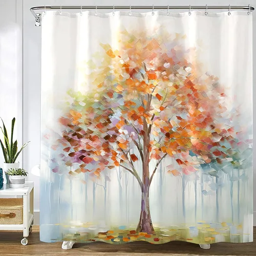 Miniatura 27 de Cortina de Ducha Divertida de Gato Lindo Divertido Árbol de Gato de Dibujos Animados Cortinas de Ducha para Baño Boho Anime Gatitos Niños Granja