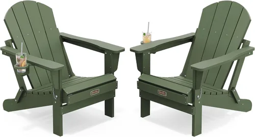 Miniatura 11 de SERWALL - Silla plegable Adirondack para patio, jardín, exterior, resistente a la intemperie, sillas para hoguera, color naranja
