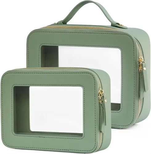 Miniatura 61 de Bolsa de maquillaje transparente Popvibe, estuche de cosméticos de viaje con cremallera, bolsa de aseo transparente con cremallera, organizador Malva