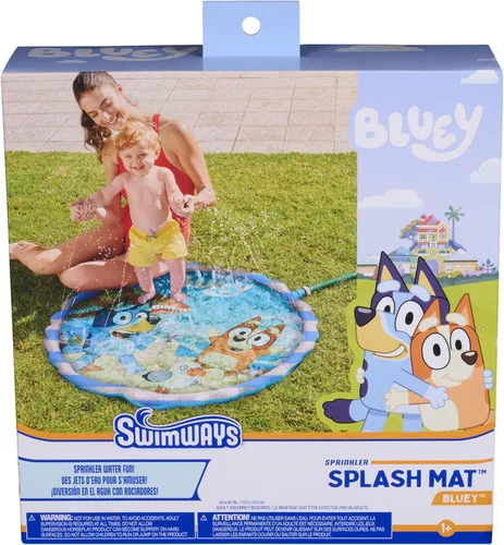 SwimWays Bluey Splash Mat, Kids Splash Pad, juguetes al aire libre, suministros de fiesta Bluey y juguetes acuáticos para edades de 1 año en adelante