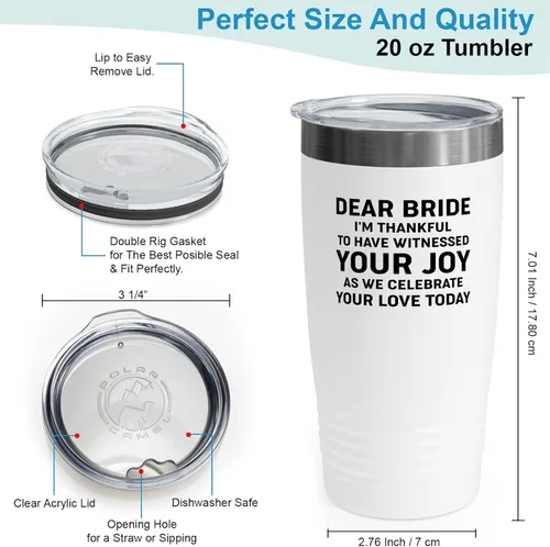 Miniatura 3 de Bride Gift from Officiant Tumbler 20oz White -Witnessed Joy - Bridal Shower Bride To Be Bachelorette Party Newlywed Wedding Officiant Brother