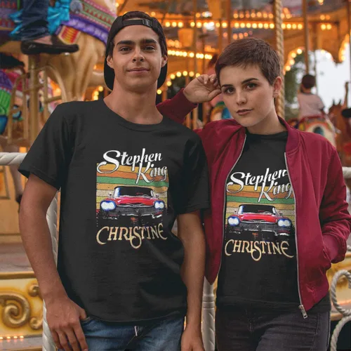 Miniatura 2 de Christine Stephen King Master Horror Legend Book Movie Vintage camiseta, camiseta clásica de película, camiseta divertida negra, Negro