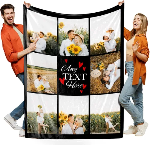Miniatura 12 de Manta personalizada con foto, manta de collage personalizada con tu propia imagen, fabricada en Estados Unidos, regalo para ella, él, mujeres