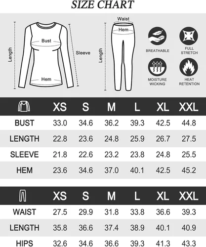 Miniatura 5 de MRIGNT Conjunto de ropa interior térmica para mujer, forro polar de poliéster suave, capa base larga