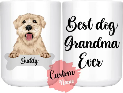 Miniatura 9 de Taza personalizada de Wheaten Terrier con diseño de perro mamá y papá, taza de Wheatie Dog para hombres y mujeres, taza de regalo de dueño de perro