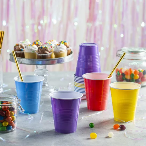 Miniatura 5 de GUSTO Vasos de plástico desechables para fiestas, 12 onzas, 240 unidades, varios colores, para fiestas, eventos y uso diario, paquete muy cómodo