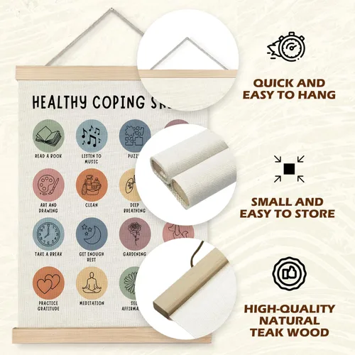 Miniatura 5 de Supwhd - Decoración terapéutica, póster bohemio de salud mental para oficina de consejero, arte de pared para el manejo del estrés y el autocuidado