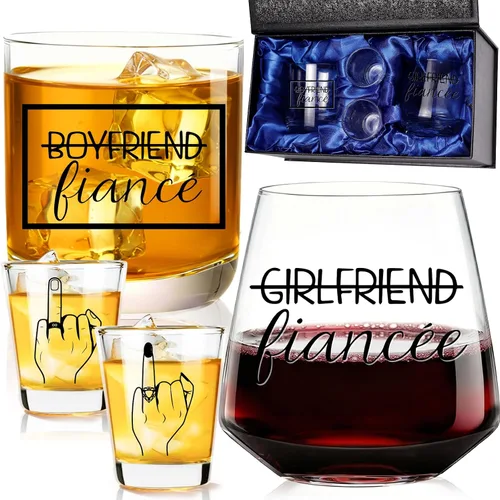 Miniatura 9 de comfit Regalos de compromiso para parejas: regalo de compromiso para prometidos y prometidos para parejas recién comprometidas, copa de whisky