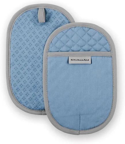 KitchenAid - Juego de manoplas de cocina Asteroid, terciopelo azul, 2 paquetes, 6.5"x10"