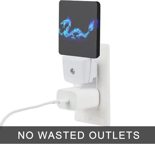 Miniatura 4 de Luz nocturna de dragón azul, luces nocturnas enchufables de 0.5 W, aptas para dormir, para niños y niñas, luz nocturna LED con sensor de atardecer a