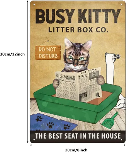 Miniatura 2 de Cartel de metal para decoración de pared con diseño de gatito musical, 8 x 12