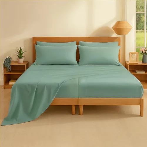 Miniatura 114 de Casa Platino Sábanas de cama individual XL, sábanas de 100 % algodón con 2 fundas de almohada, tejido percal crujiente y sensación acogedora, verde