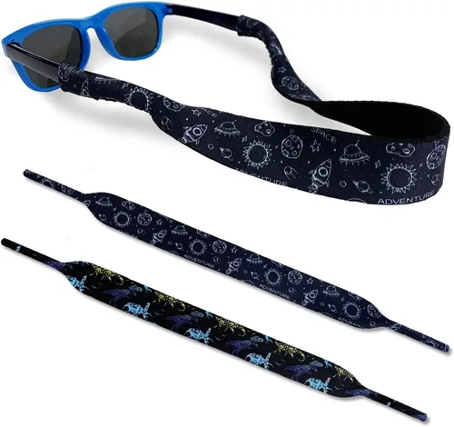 Diseño de retenedor de lentes para niños con material de neopreno flotante, correa ajustable para lentes sin cola para niños y niñas, paquete de 2,