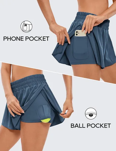 Miniatura 29 de CRZ YOGA Pantalones cortos de correr 2 en 1 para mujer, cintura alta, secado rápido, para atletismo, gimnasio, descanso, entrenamiento, lindas