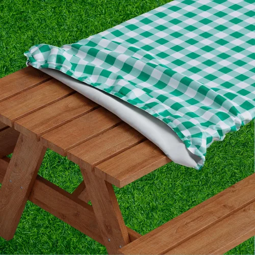 Miniatura 11 de Sorfey Mantel de picnic ajustado con elástico, vinilo con reverso de franela, se adapta a mesa de 48 x 24 pulgadas, rectangular, a prueba de agua