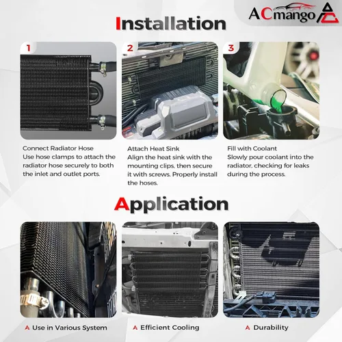 Miniatura 7 de Kit enfriador de transmisión de tubos y aletas Ultra-Cool de 4 pasos universal 402 de aluminio negro con kit de enfriador de aceite de 5/16