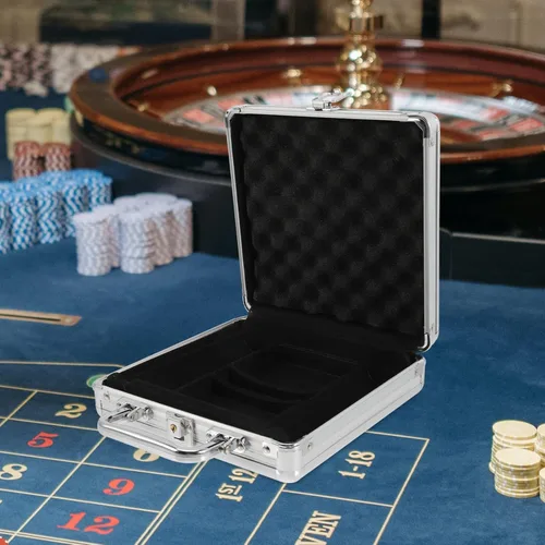 Miniatura 3 de Yardwe Club Poker Chip Holder Poker Chip Case Vacío Aluminio 300 Poker Chip Carrier Gran Capacidad Tarjetas de Poker Titular de Almacenamiento Caso
