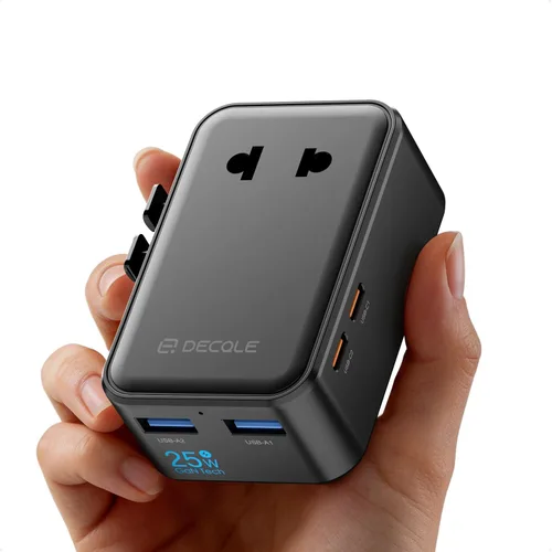 Miniatura 21 de Adaptador de viaje universal, adaptador de enchufe de viaje internacional con 2 puertos USB-C y 2 puertos USB-A, con toma de corriente AC adicional