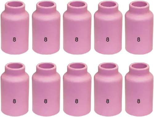 WeldingCity Paquete de 10 vasos de cerámica con lente de gas de alúmina 54N14 (#8, 1/2") para soplete de soldadura TIG Serie 17, 18 y 26 de