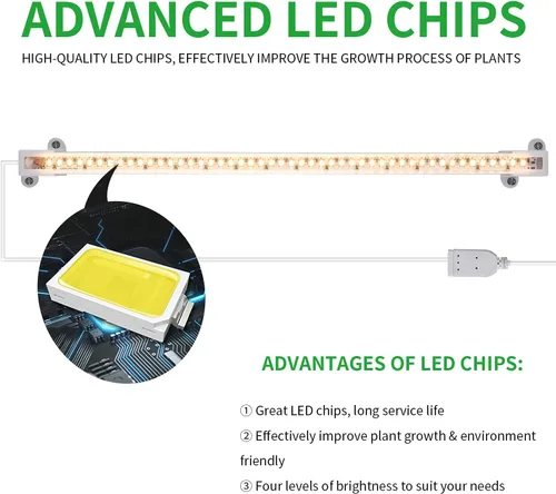 Miniatura 7 de RWNTAO Lámpara de cultivo de una tira de 2 unidades, tiras de luz LED de espectro completo para plantas de interior con temporizador de encendido