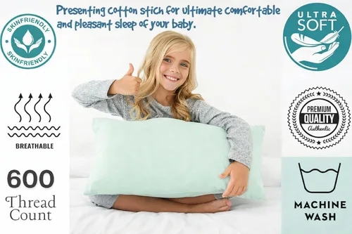 Miniatura 8 de COTTON STICH Juego de 2 fundas de almohada para niños pequeños, mini fundas de almohada de algodón de 600 hilos, fundas de almohada suaves y ligeras