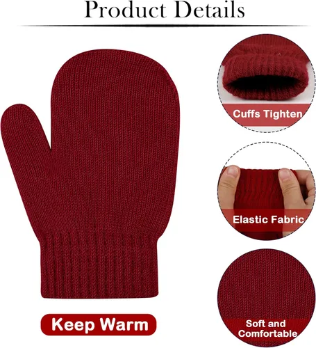 Miniatura 58 de ONESING 5 pares de guantes de invierno negros para bebés y niñas - Guantes cálidos para recién nacidos
